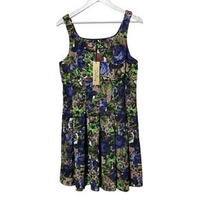 DARLING WOMENS XLARGE ALICE FLORAL FLARE OCCASION DRESS BLUE NEW